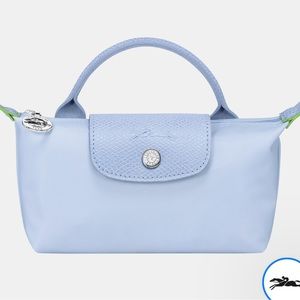 Longchamp LE PLIAGE GREEN POUCH WITH HANDLE - SKY BLUE